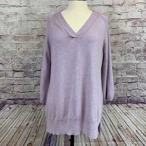 Chico’s Purple V Neck Pullover Angora Rabbit Hair Blend Sweater